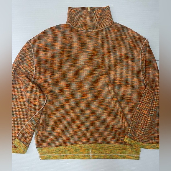Free People Sunny Days Orange Turtleneck Sweater Top. Size L - Picture 2 of 8